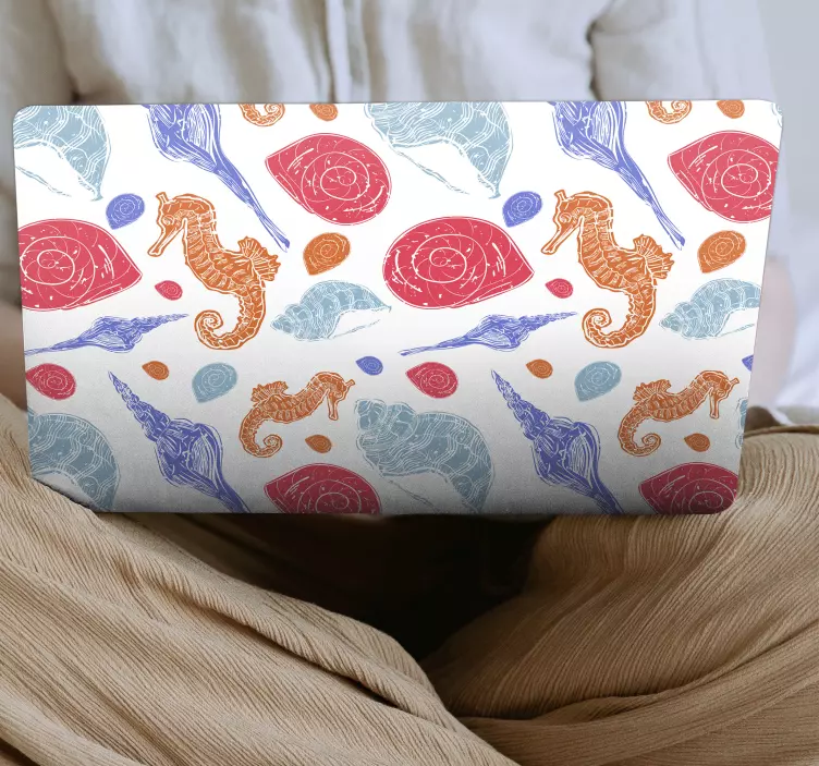 Pegatina para portátil patrones de conchas de caballito - TenVinilo