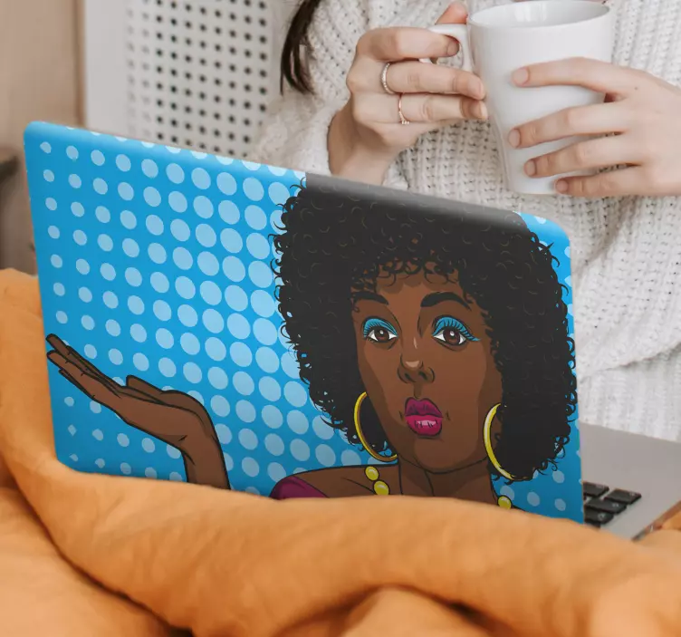 Pegatina para portátil retrato de mujer estilosa - TenVinilo