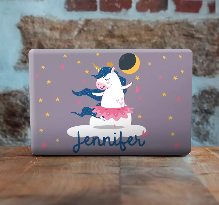 Pegatina para portátil unicornio bailarín personalizado - TenVinilo