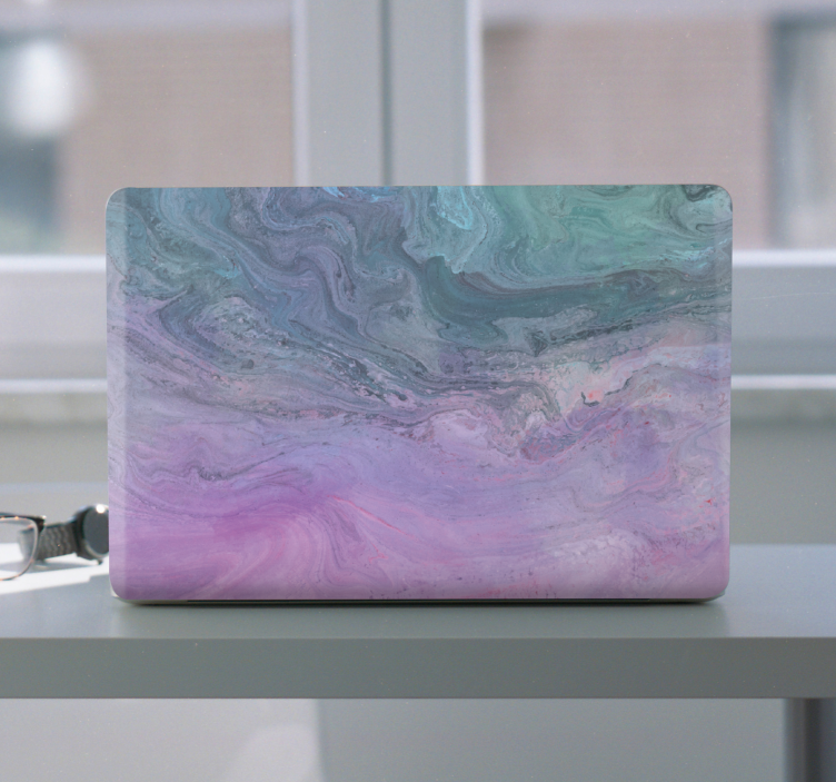 Vinilo para portátil líquido rosa y azul claro - TenVinilo