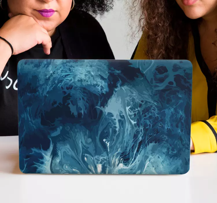 Vinilo para portátiles Tonos azules ondas de acuarela - TenVinilo