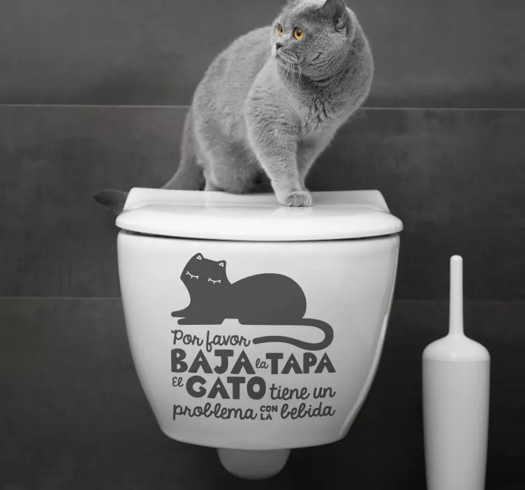 Vinilo gracioso mascota baja la tapa - TenVinilo