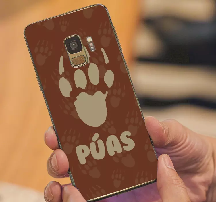 Pegatina Samsung diseño personalizado con huella de pata - TenVinilo