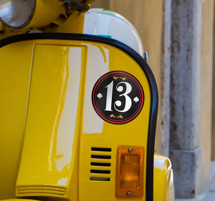 Vinilo moto número personalizable old style - TenVinilo