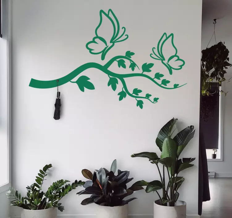 Perchero adhesivo mariposas en la rama - TenVinilo