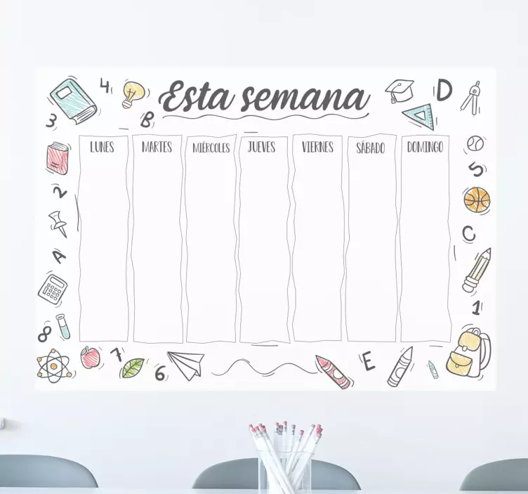 Pizarra adhesiva para despacho plan de semana - TenVinilo