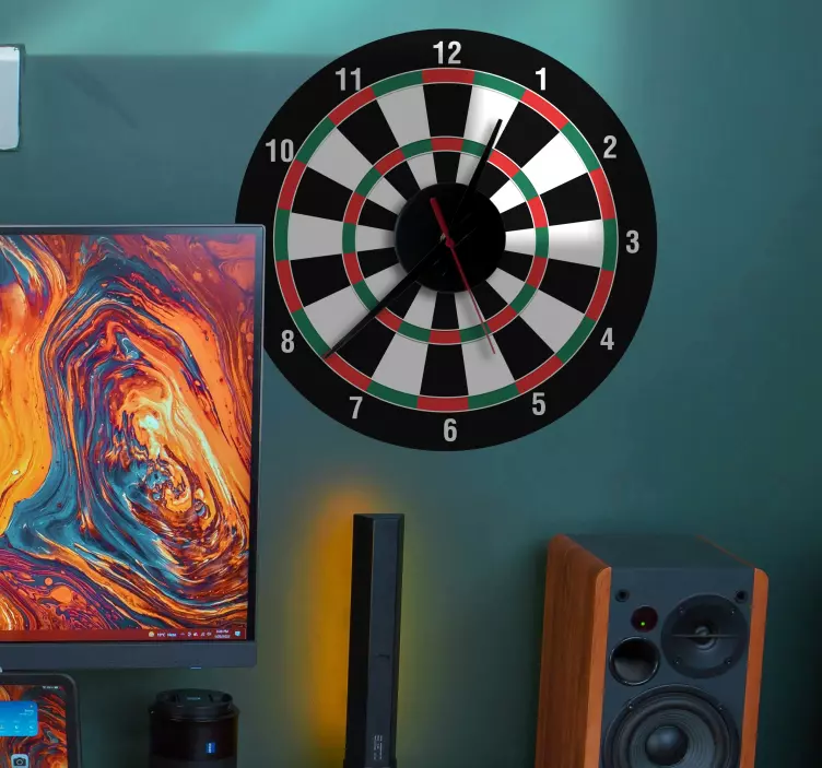Reloj adhesivo pared diana de dardos - TenVinilo