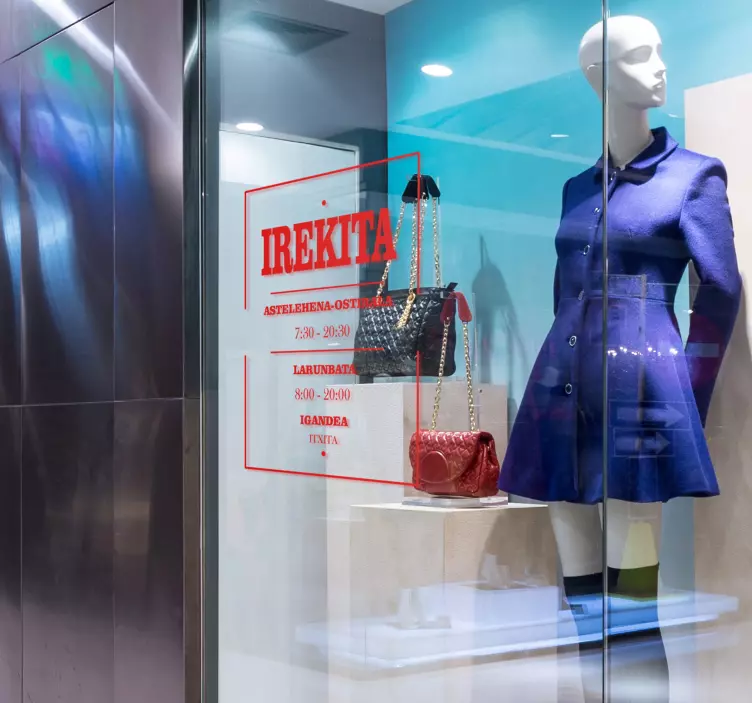 Vinilo horario para tienda en Euskera - TenVinilo