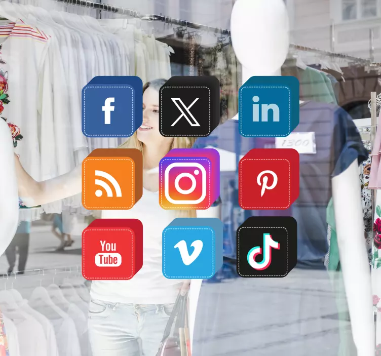 Sticker pegatinas cubos RRSS - TenVinilo