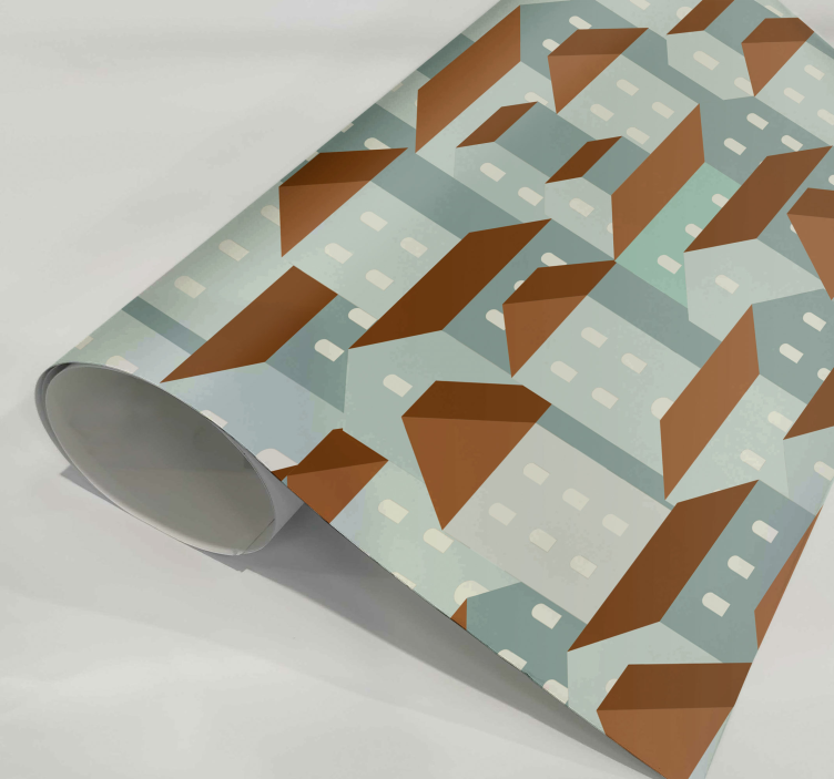 Vinilo para mueble ilustración de un pueblo - TenVinilo