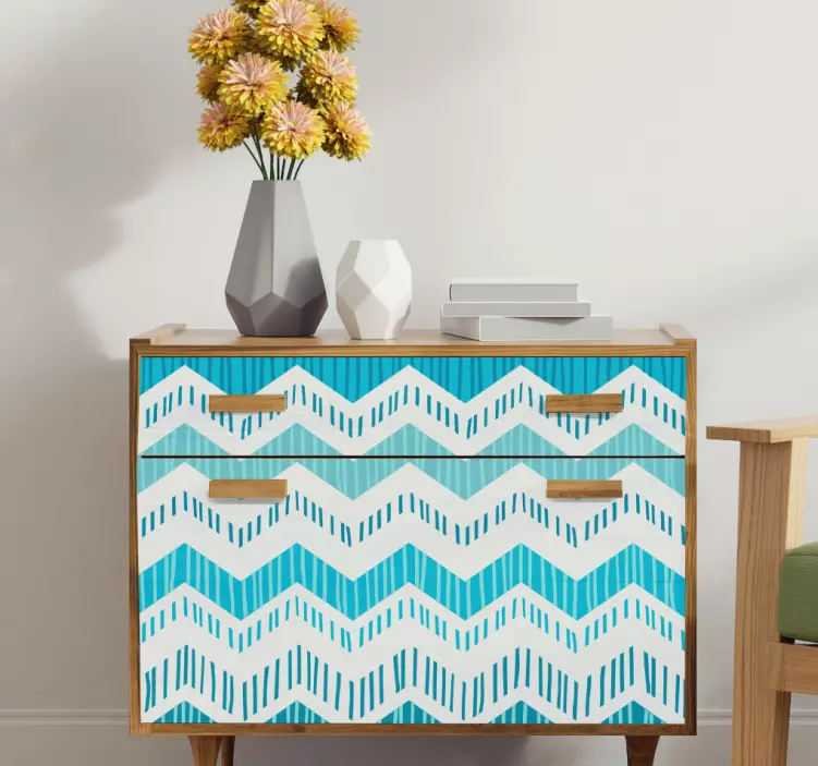 Vinilo decorativo para muebles azul de zigzag - TenVinilo