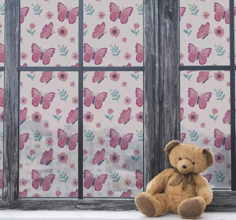 Vinilo decorativo ventana de mariposas colores - TenVinilo