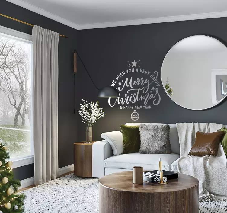 Vinilo navideño felices saludos festivos - TenVinilo