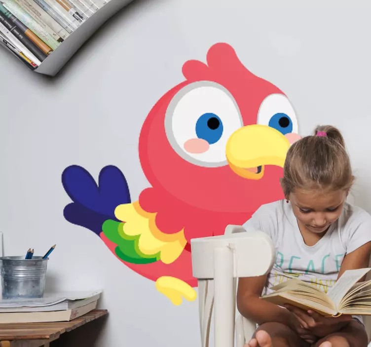 Vinilo animales loro de dibujos animados colorido - TenVinilo