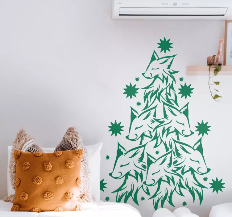 Vinilo navideño múltiples cabezas de zorro - TenVinilo