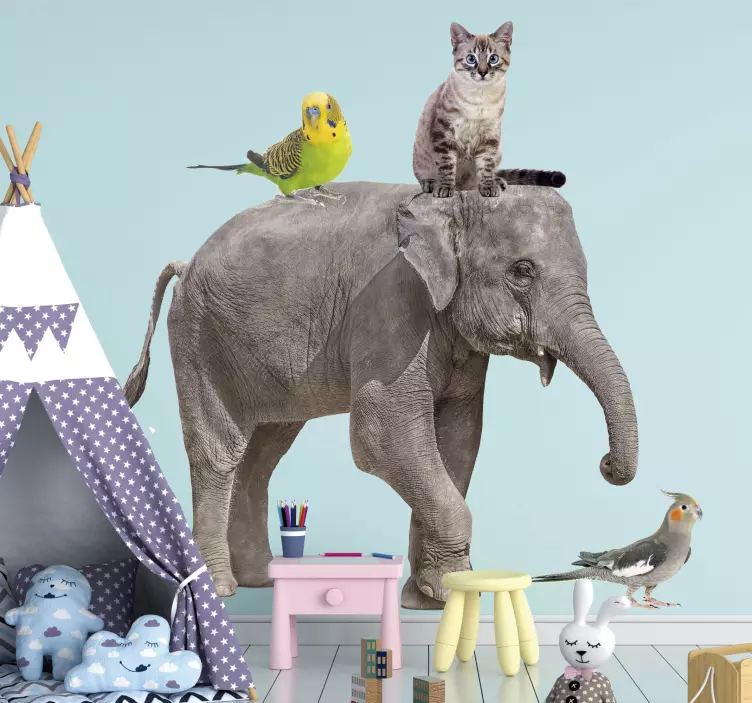 Vinilo animales conjunto de animales juguetones - TenVinilo