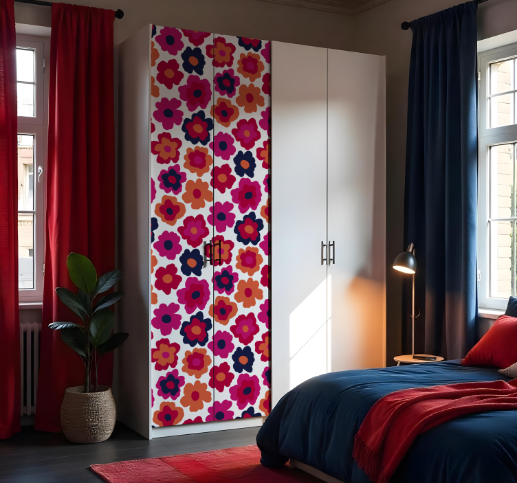 Vinilo armario flores amapola roja - TenVinilo