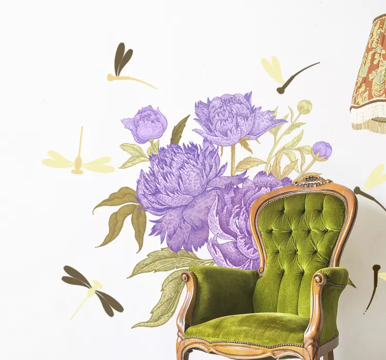 Vinilo arreglo de peonías lavanda - TenVinilo