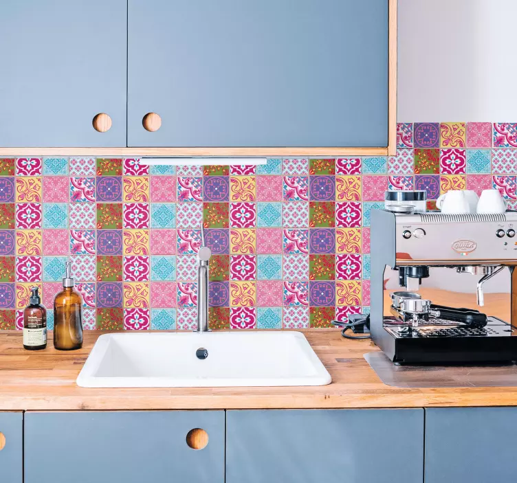 Vinilo azulejos mediterráneos estridentes - TenVinilo