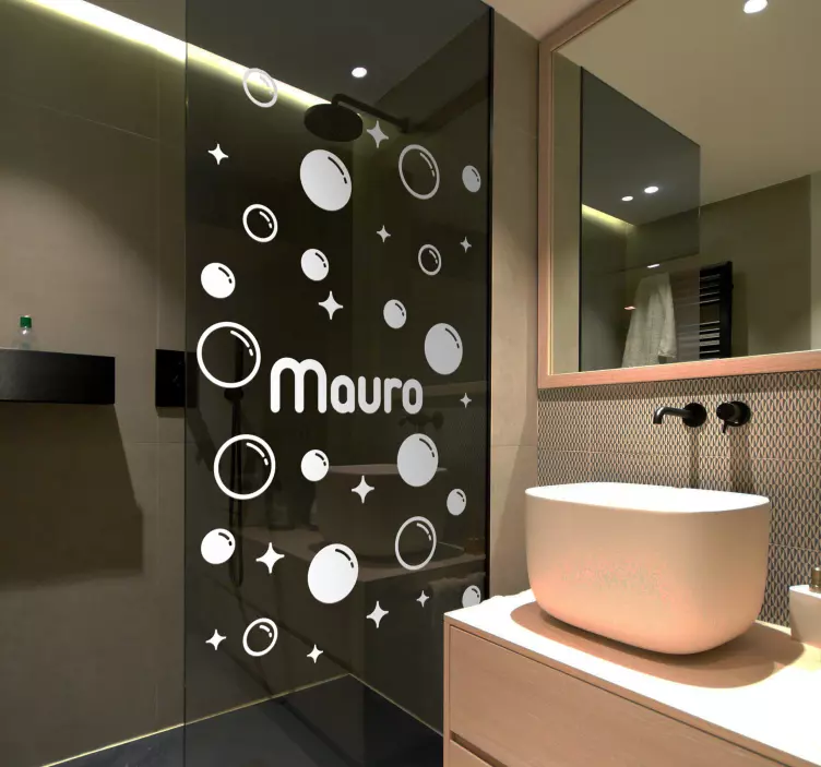 Vinilo baño pompas con nombre - TenVinilo