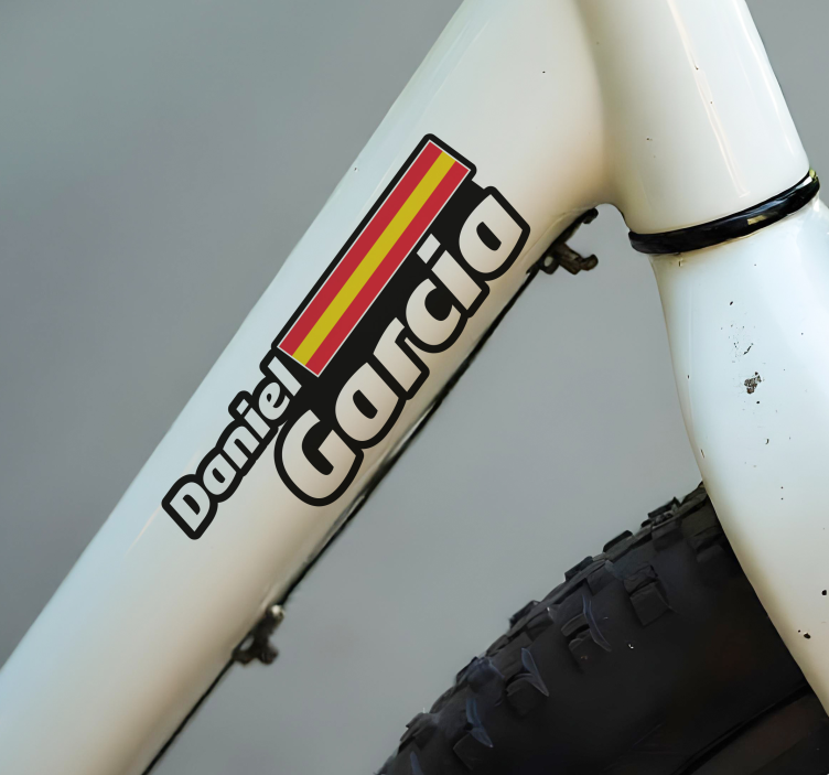 Vinilo bicicleta nombres y bandera personalizados - TenVinilo