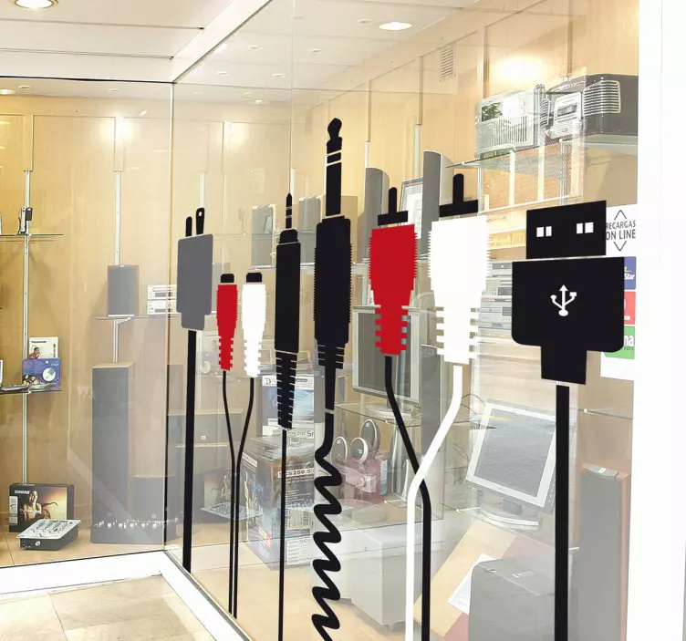 Vinilo escaparate cables tienda electrónica - TenVinilo