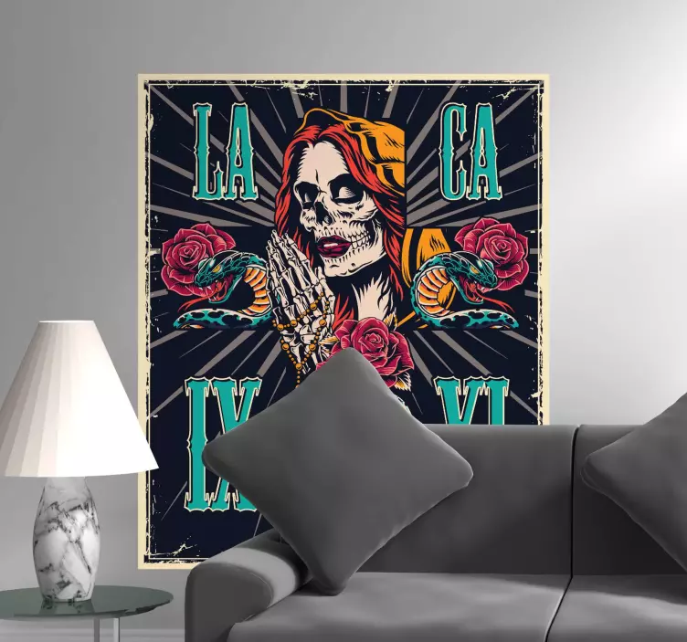 Vinilo calavera mujer rosas - TenVinilo