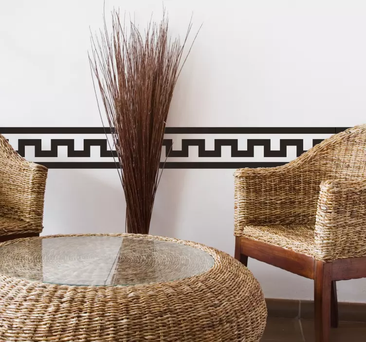 Vinilo pared salón - Cenefa adhesiva egipcia monocolor - TenVinilo