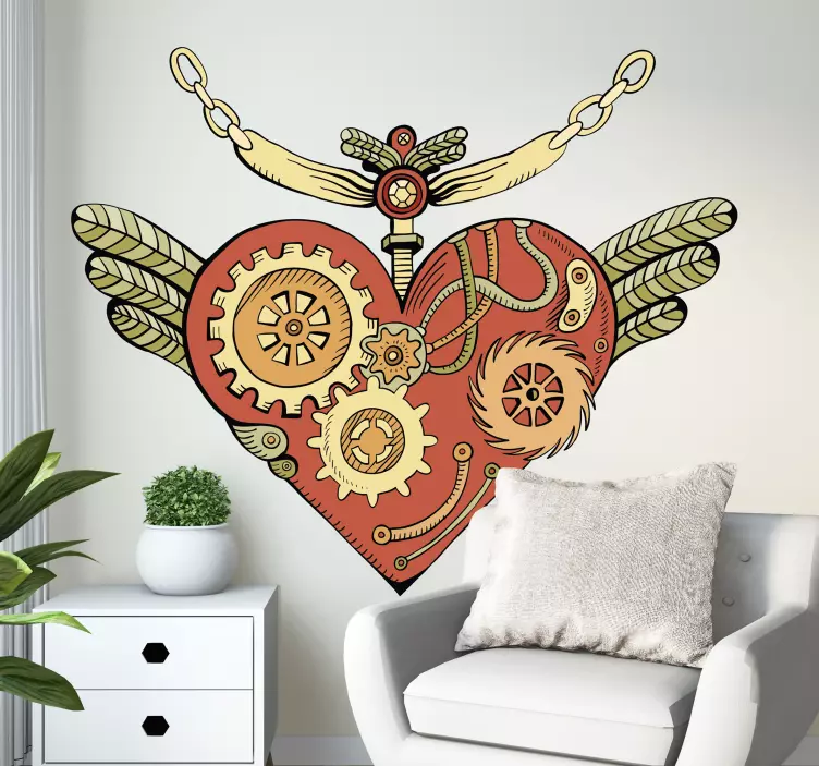 Vinilo ciencias diseño de corazón mecánico - TenVinilo
