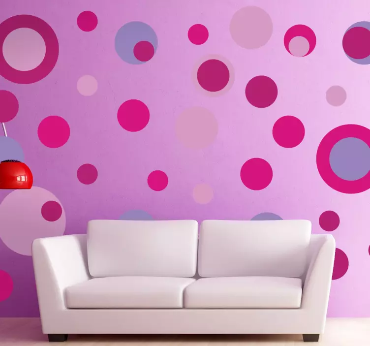 Vinilo círculos de colores tamaños tonos rosas - TenVinilo
