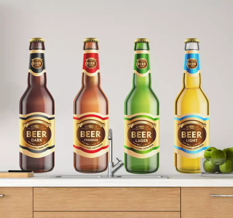 Vinilo comida colección de botellas de bebida - TenVinilo