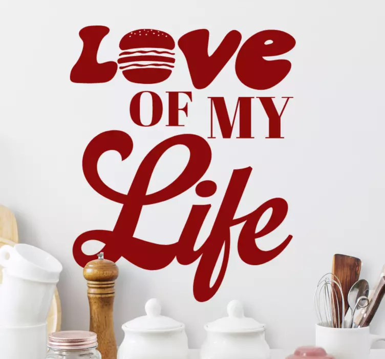 Vinilo comida love hamburguesa - TenVinilo