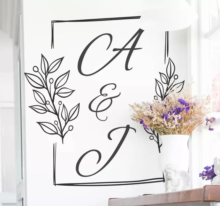 Vinilo de amor iniciales de pareja personalizables - TenVinilo