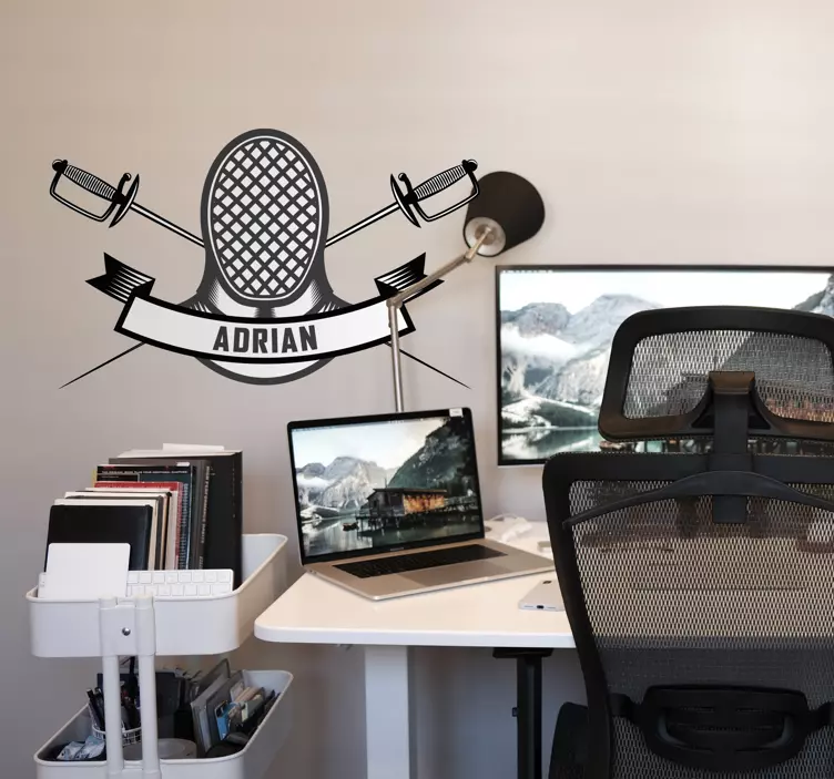 vinilo de deportes olímpicos escrima with name - TenVinilo