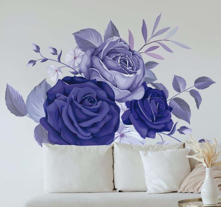Pegatina para pared ramo flores moradas - TenVinilo
