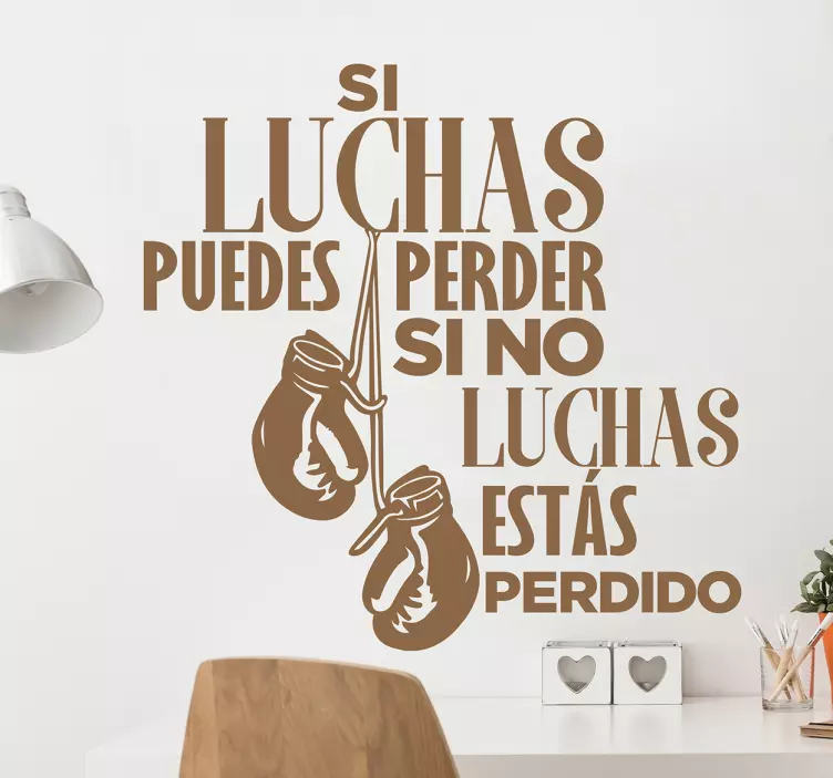 Vinilo pared salón de frases de lucha - TenVinilo