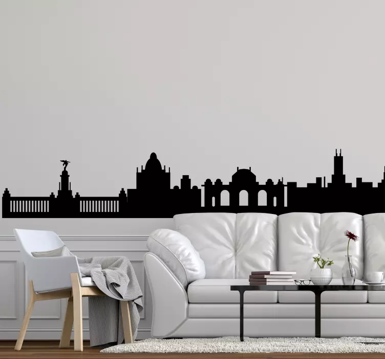 Vinilo Madrid skyline monocolor - TenVinilo