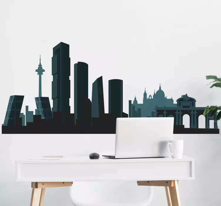 Vinilo Madrid skyline tonos oscuros - TenVinilo