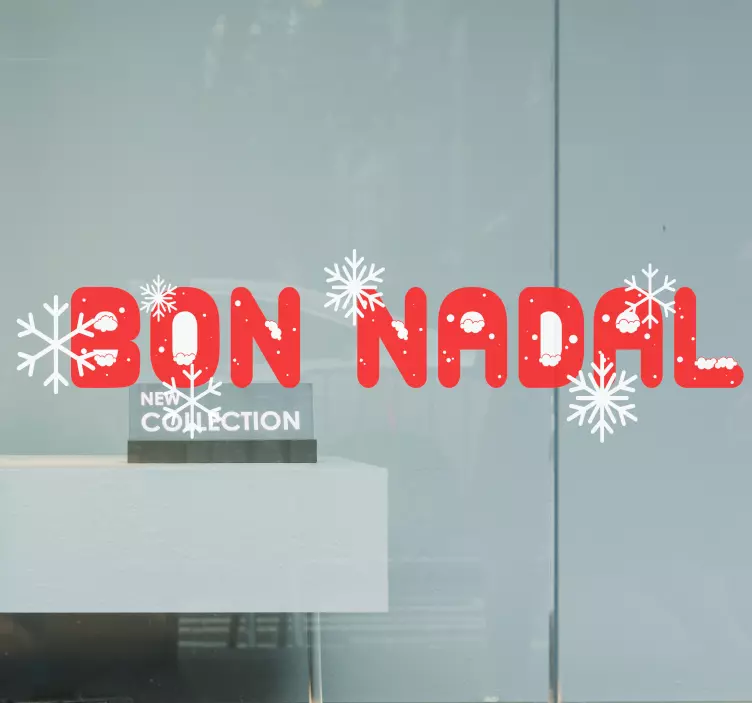 Vinilo escaparate navidad bon nadal con copos nieve - TenVinilo
