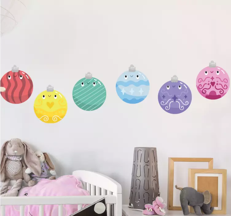 Vinilos navidad bolas coloridas infantiles - TenVinilo