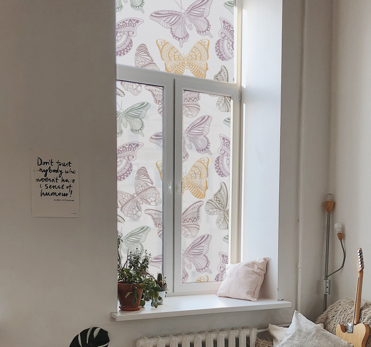 Vinilo ventana privacidad mariposas coloridas - TenVinilo