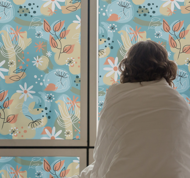 Vinilo ventana privacidad fondo floral plano abstracto - TenVinilo