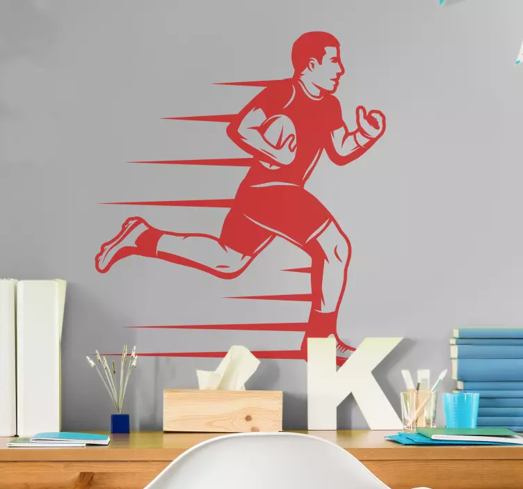 Vinilo rugby jugador corriendo con pelota - TenVinilo