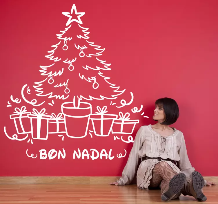 Vinilo decoración árbol nadal - TenVinilo