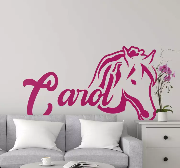 Vinilo animal de granja Caballo con nombre  - TenVinilo