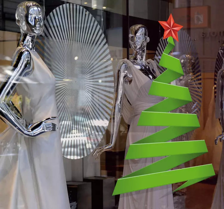 Vinilo navidad escaparate abeto verde - TenVinilo