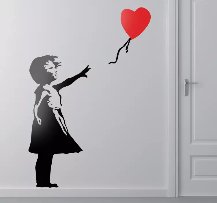 Vinilo pared dormitorio Banksy globo corazón - TenVinilo