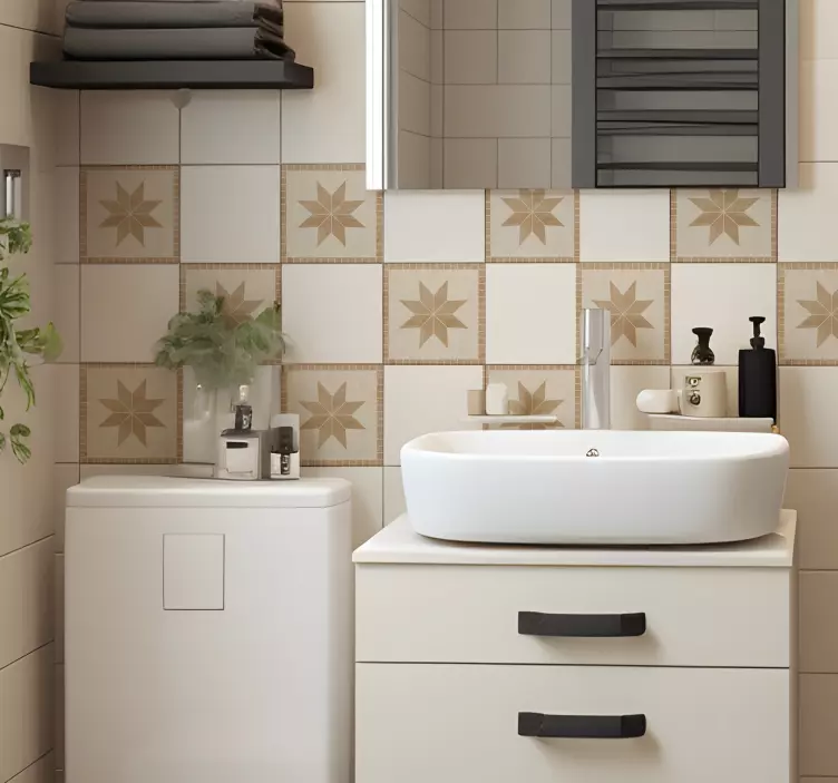 Azulejos adhesivos baño estrellas marrones - TenVinilo