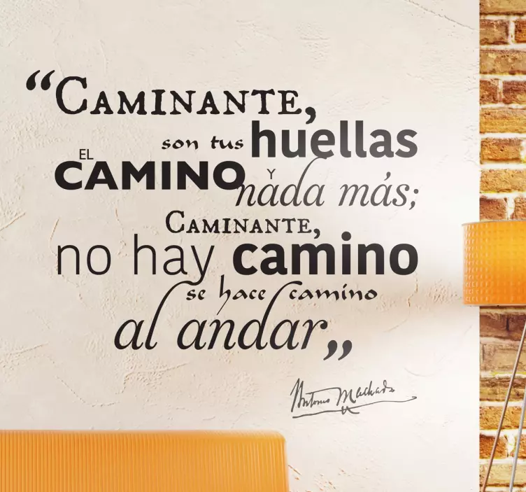 Vinilo pared salón frase caminante machado - TenVinilo