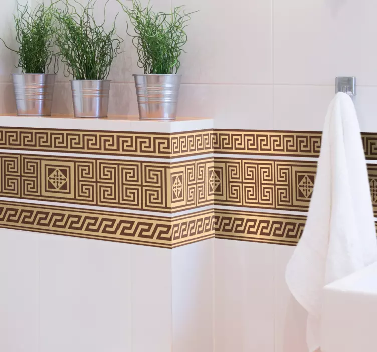 Vinilo para baño cenefa adhesiva griega - TenVinilo